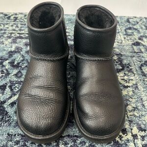 UGG Black Leather Mini Boots
